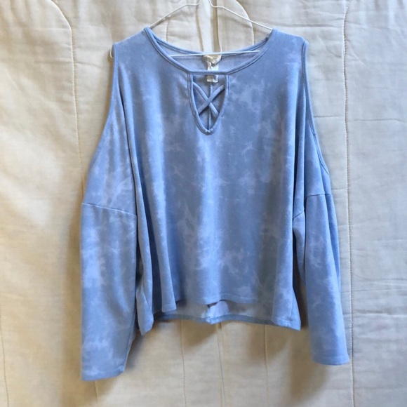 Cation To The Wind Tops - Tie-Dye Cold Shoulder Top